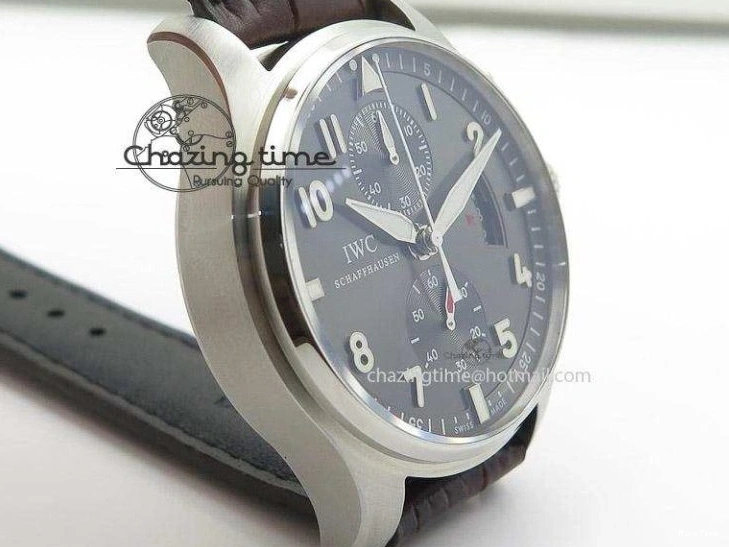 MIROTIME 0504 Pilot Chrono SS 3878 Gray Dial on Brown Leather Strap A Resilient 7395